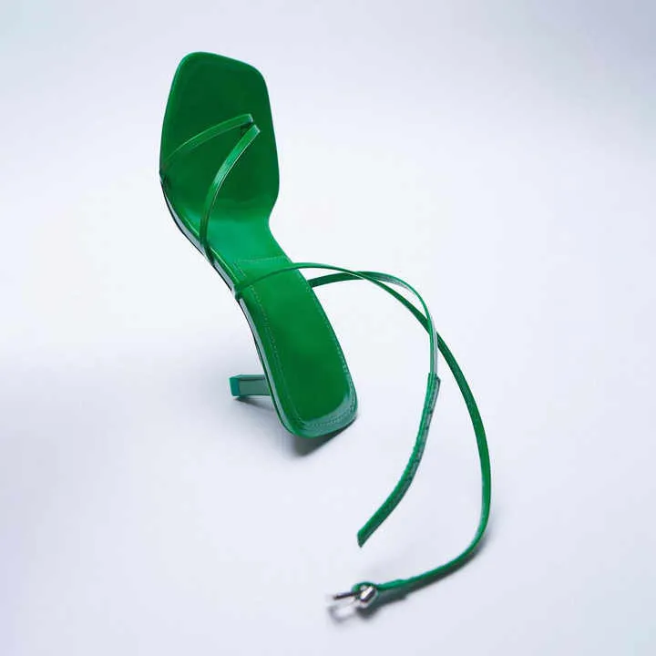 صنادل نسائية بكعب عالٍ برأس مربع - Women's Square Toe High Heel Sandals -