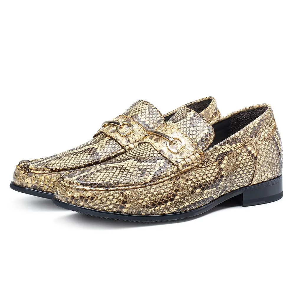5 CM/1.95 Inches CMR CHAMARIPA Python Leather Men's Elevator Loafer Shoes