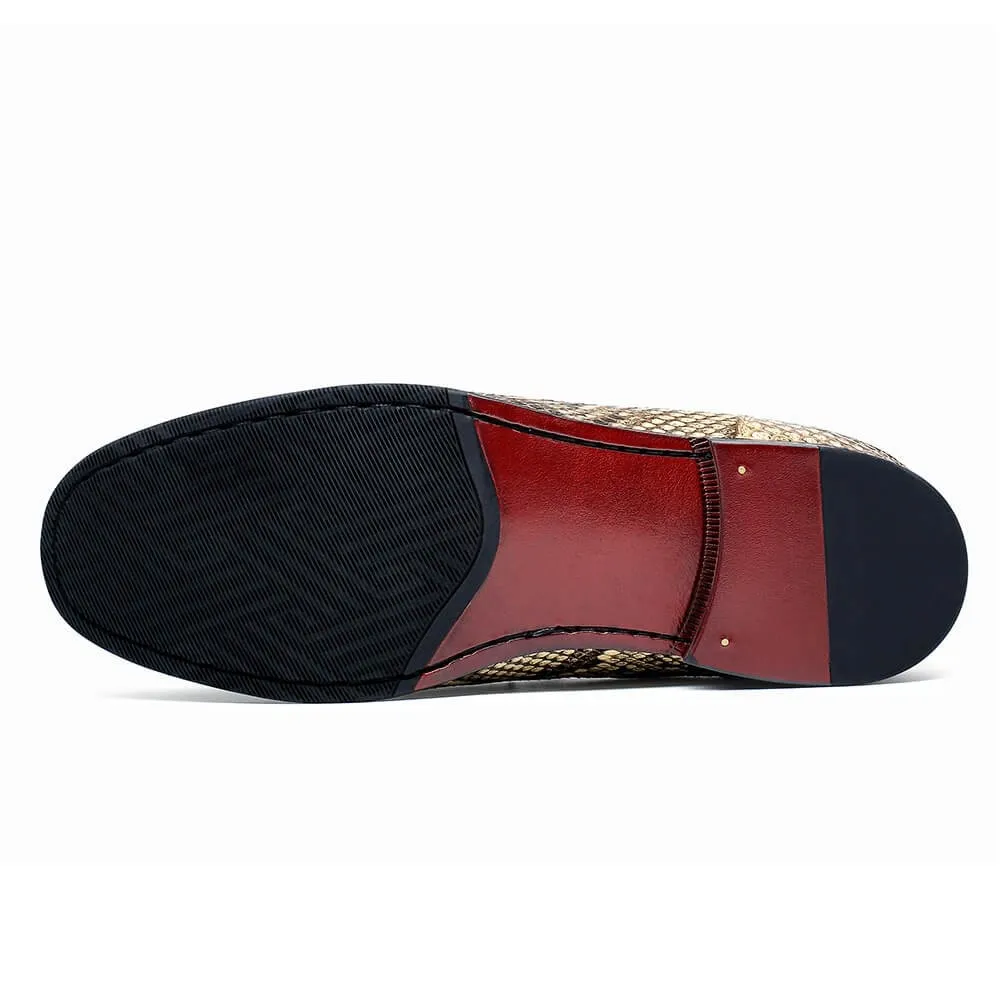 5 CM/1.95 Inches CMR CHAMARIPA Python Leather Men's Elevator Loafer Shoes