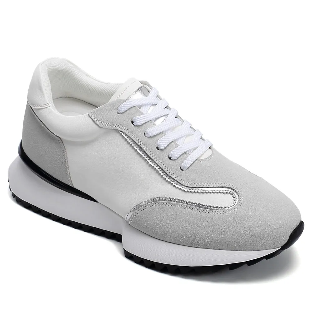 8 CM/3.15 Inches CMR CHAMARIPA Men’s Off-White Cowhide & Suede High-Heel Casual Shoes