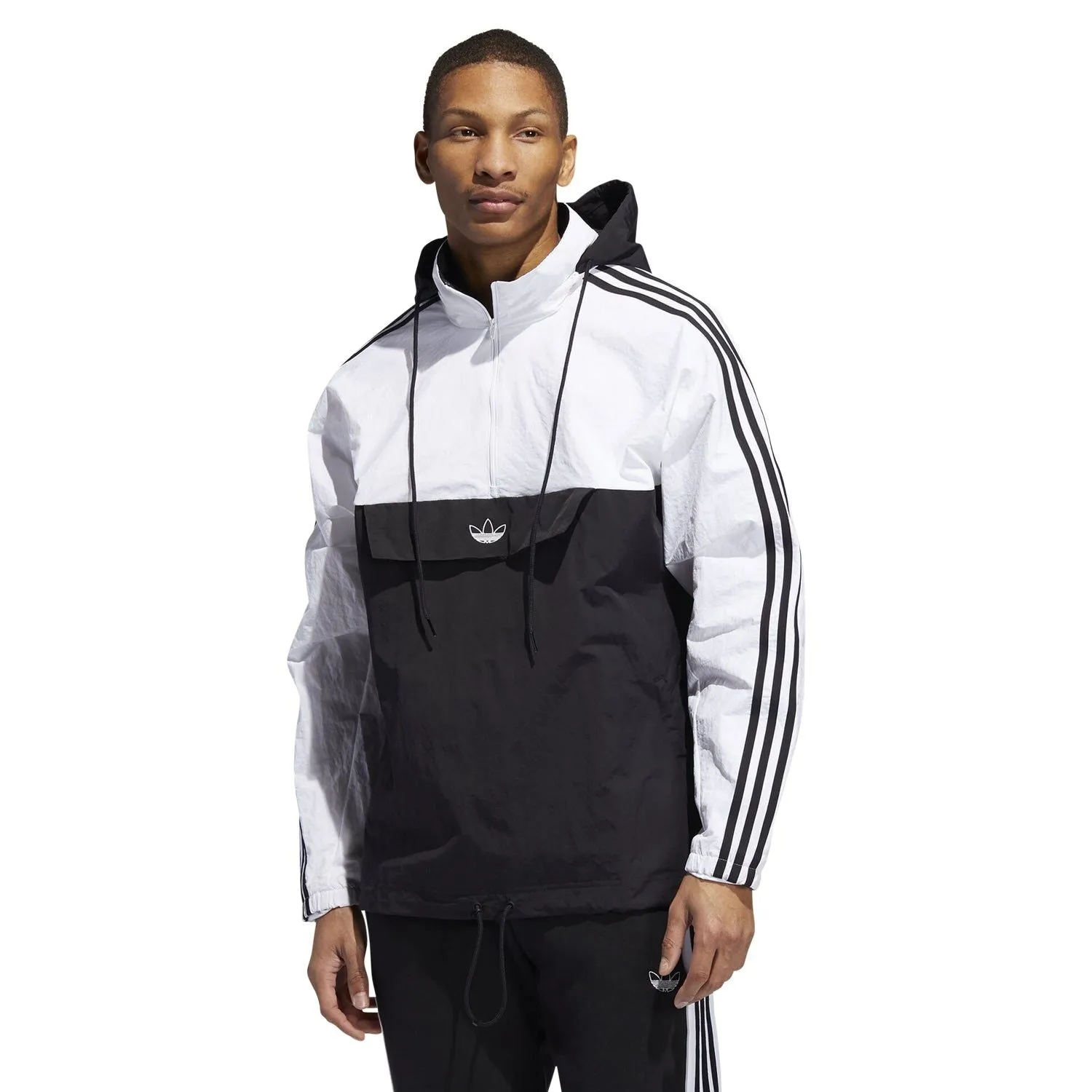 adidas Outline Half-Zip Anorak Jacket - Black & White