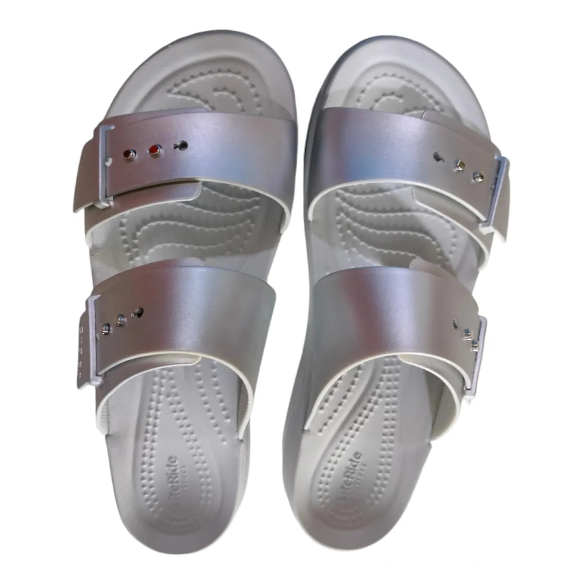Crocs Women Brooklyn Buckle Metallic Silver Argent UK 4 (W6) (209719-040)