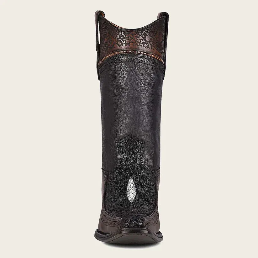 CUADRA Men's Black LeatherStingray Laser Narrow Square Toe CU628