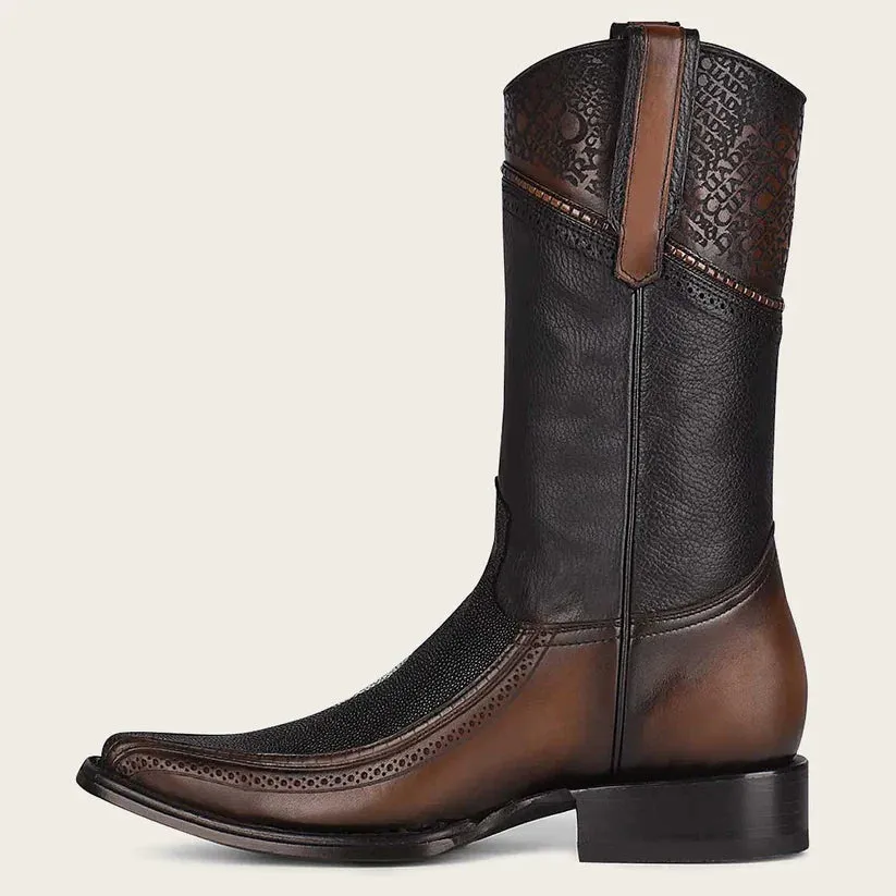 CUADRA Men's Black LeatherStingray Laser Narrow Square Toe CU628