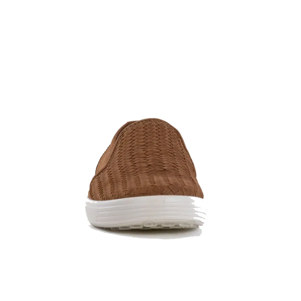 ECCO SOFT 7 M SLIP ON WOVEN NUBUCK CAMEL - MENS