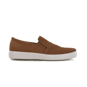 ECCO SOFT 7 M SLIP ON WOVEN NUBUCK CAMEL - MENS