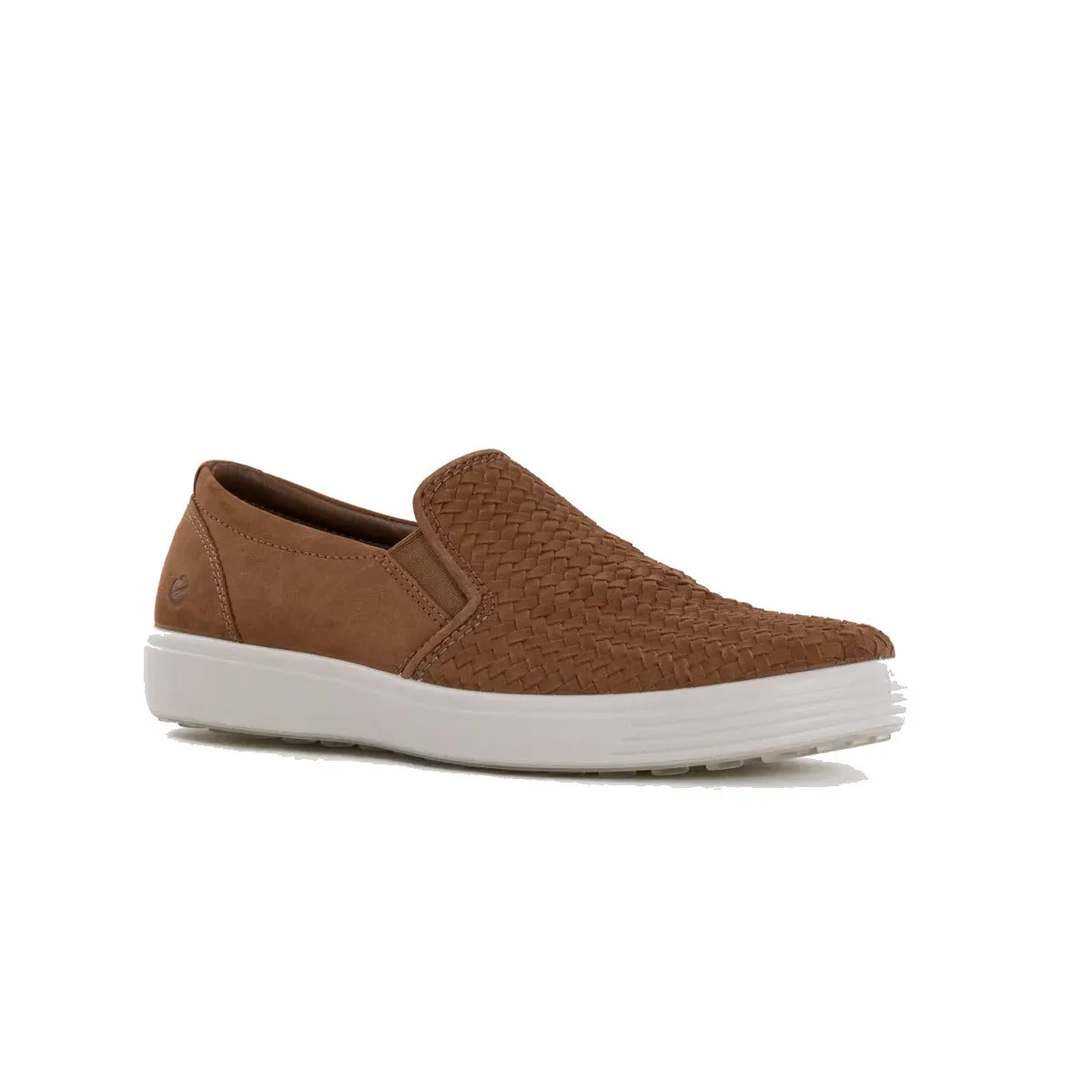 ECCO SOFT 7 M SLIP ON WOVEN NUBUCK CAMEL - MENS