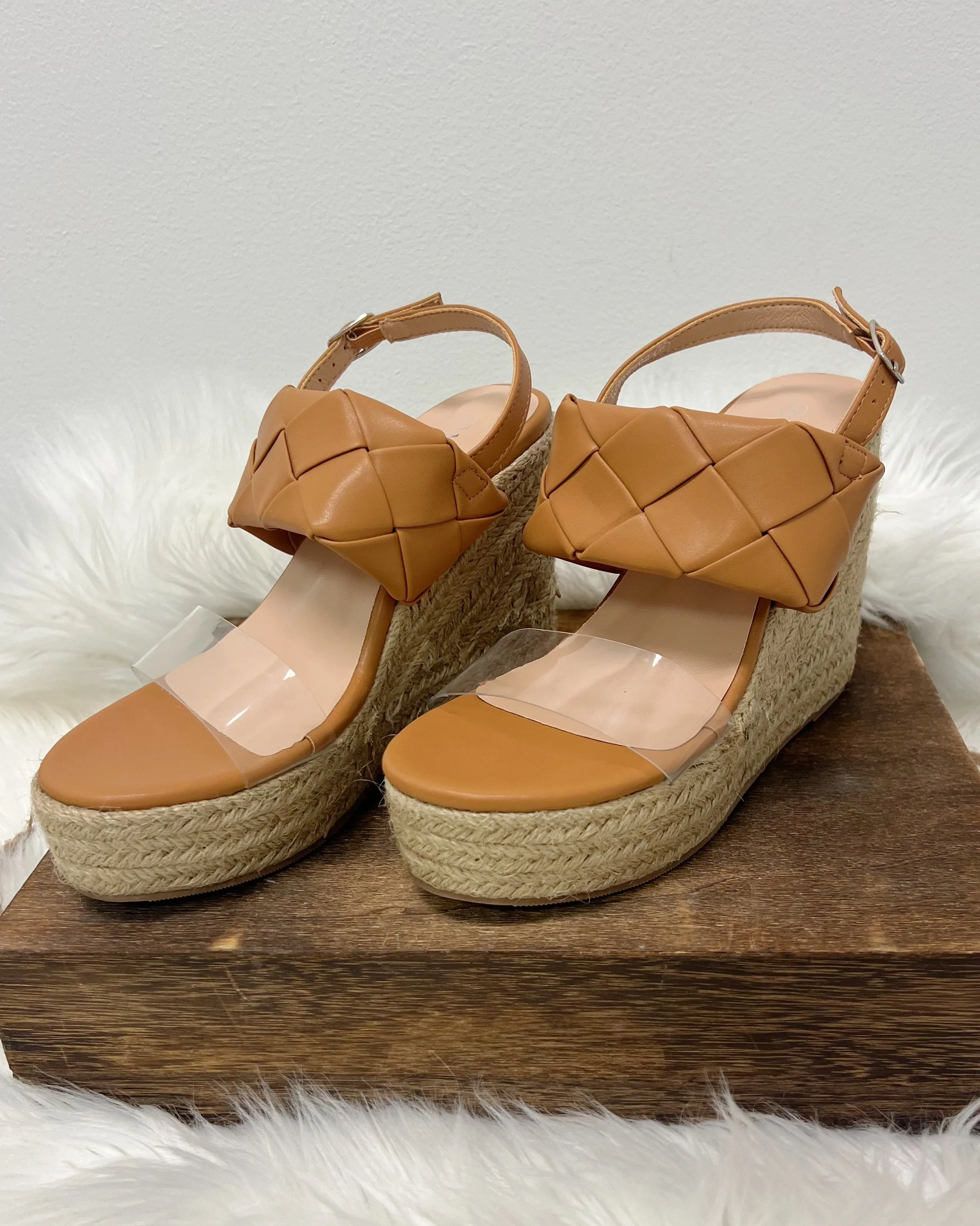 Ernest Braided Tan Wedges FINAL SALE