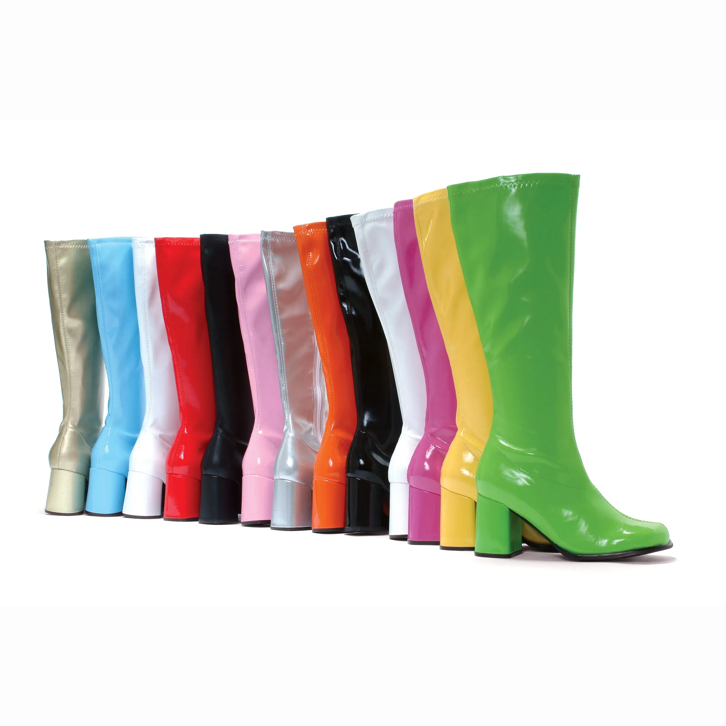 Gogo Knee High Patent 3" Chunky Heel Boots