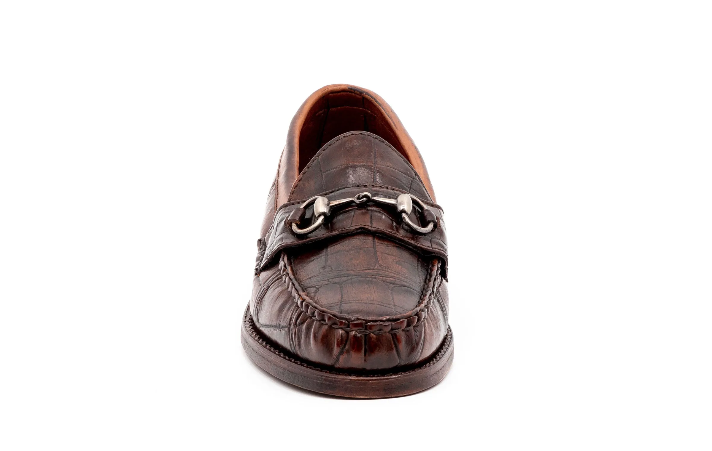 Jacob American Alligator Horse Bit Loafers - Antique Chestnut