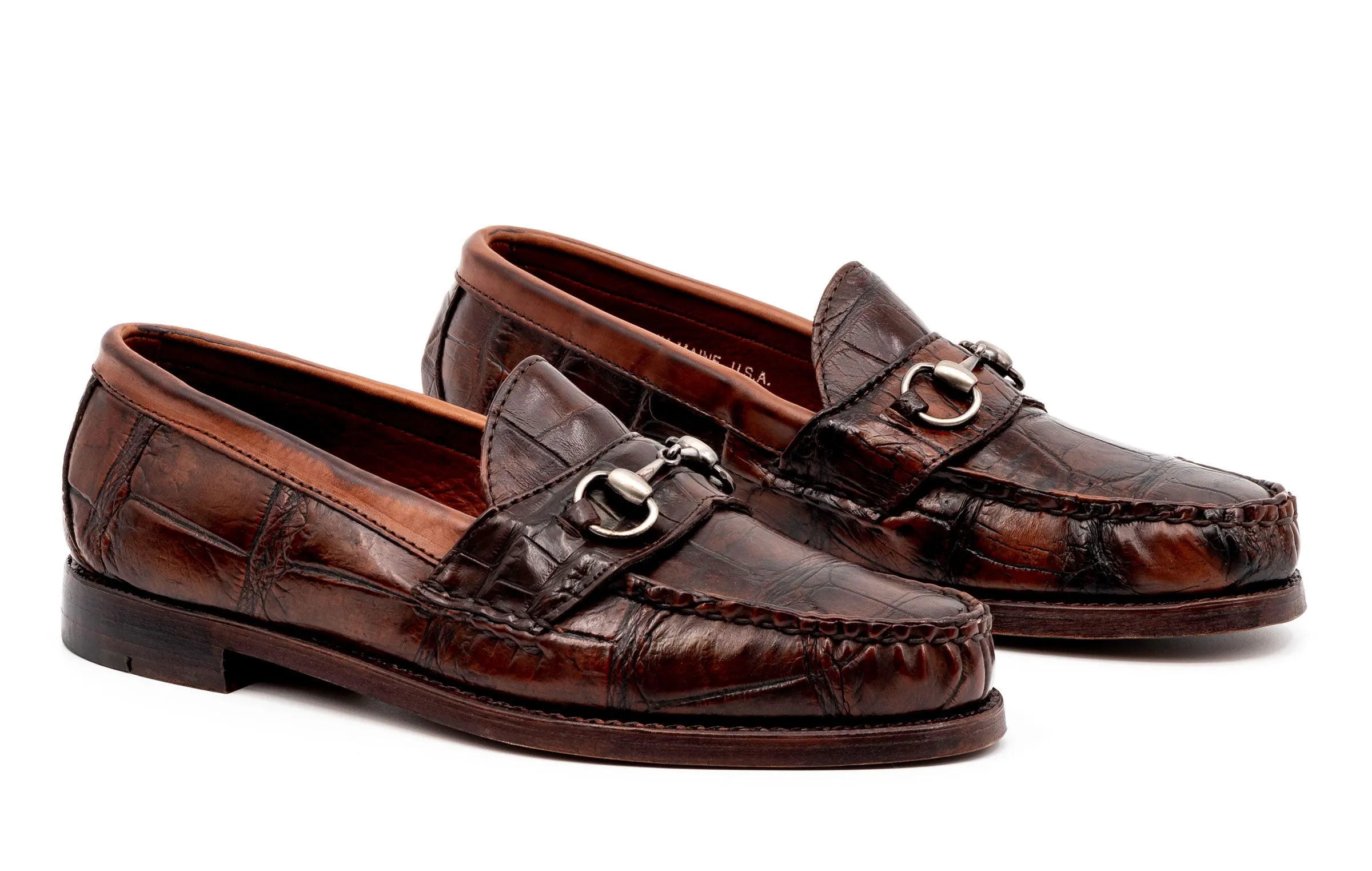 Jacob American Alligator Horse Bit Loafers - Antique Chestnut