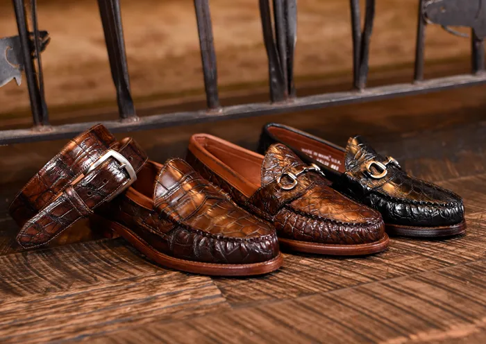 Jacob American Alligator Horse Bit Loafers - Antique Chestnut