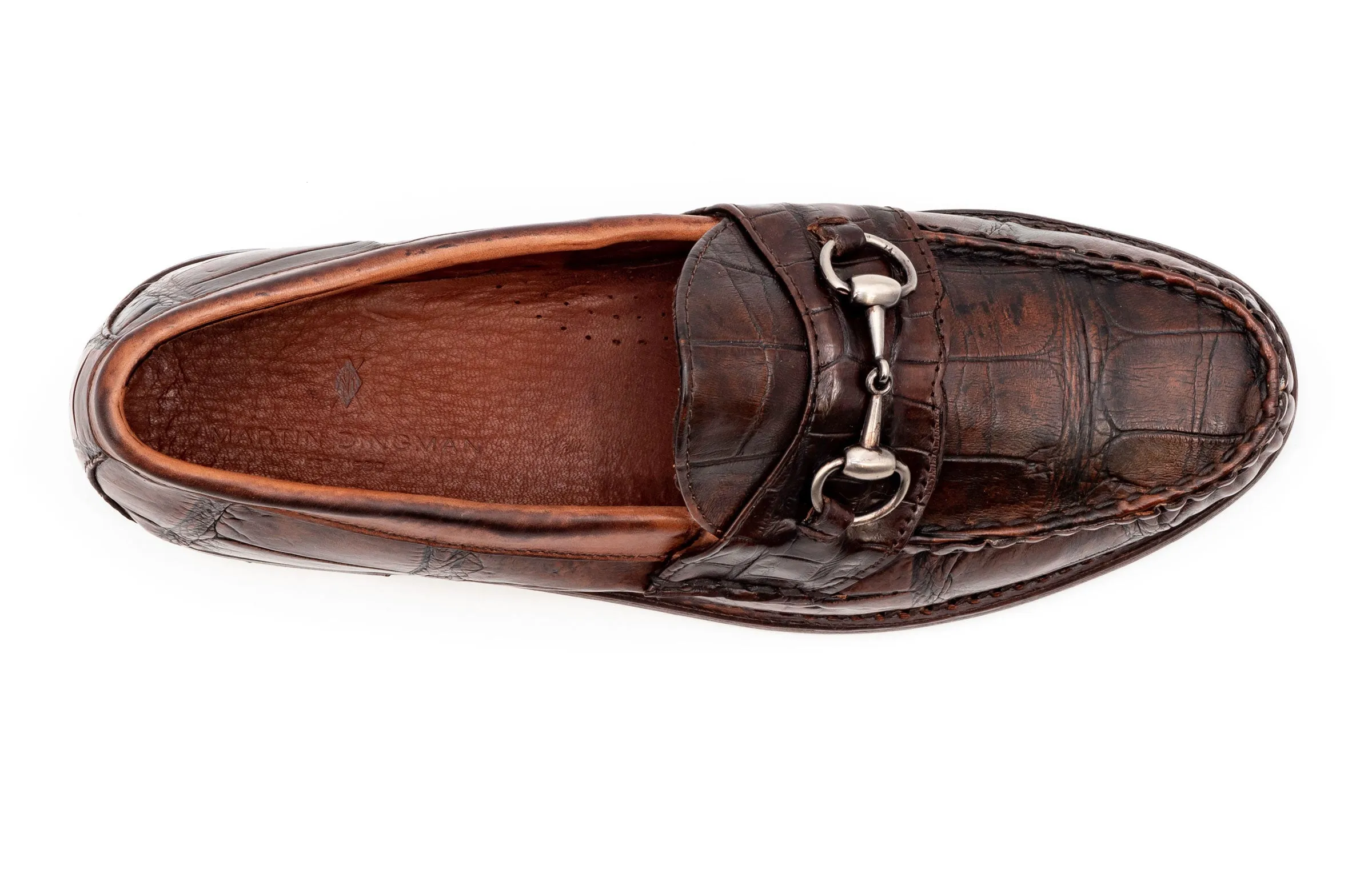 Jacob American Alligator Horse Bit Loafers - Antique Chestnut