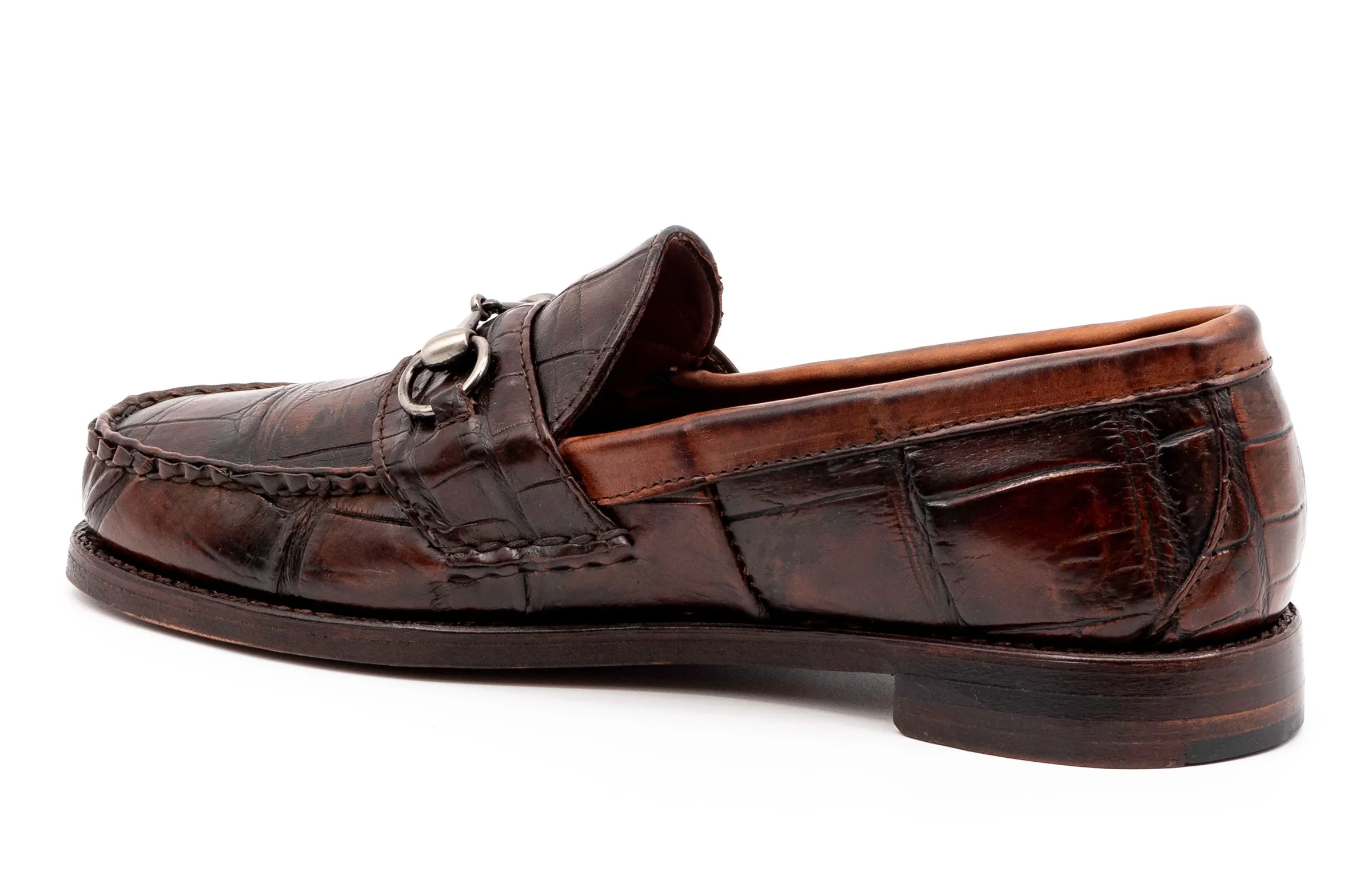 Jacob American Alligator Horse Bit Loafers - Antique Chestnut