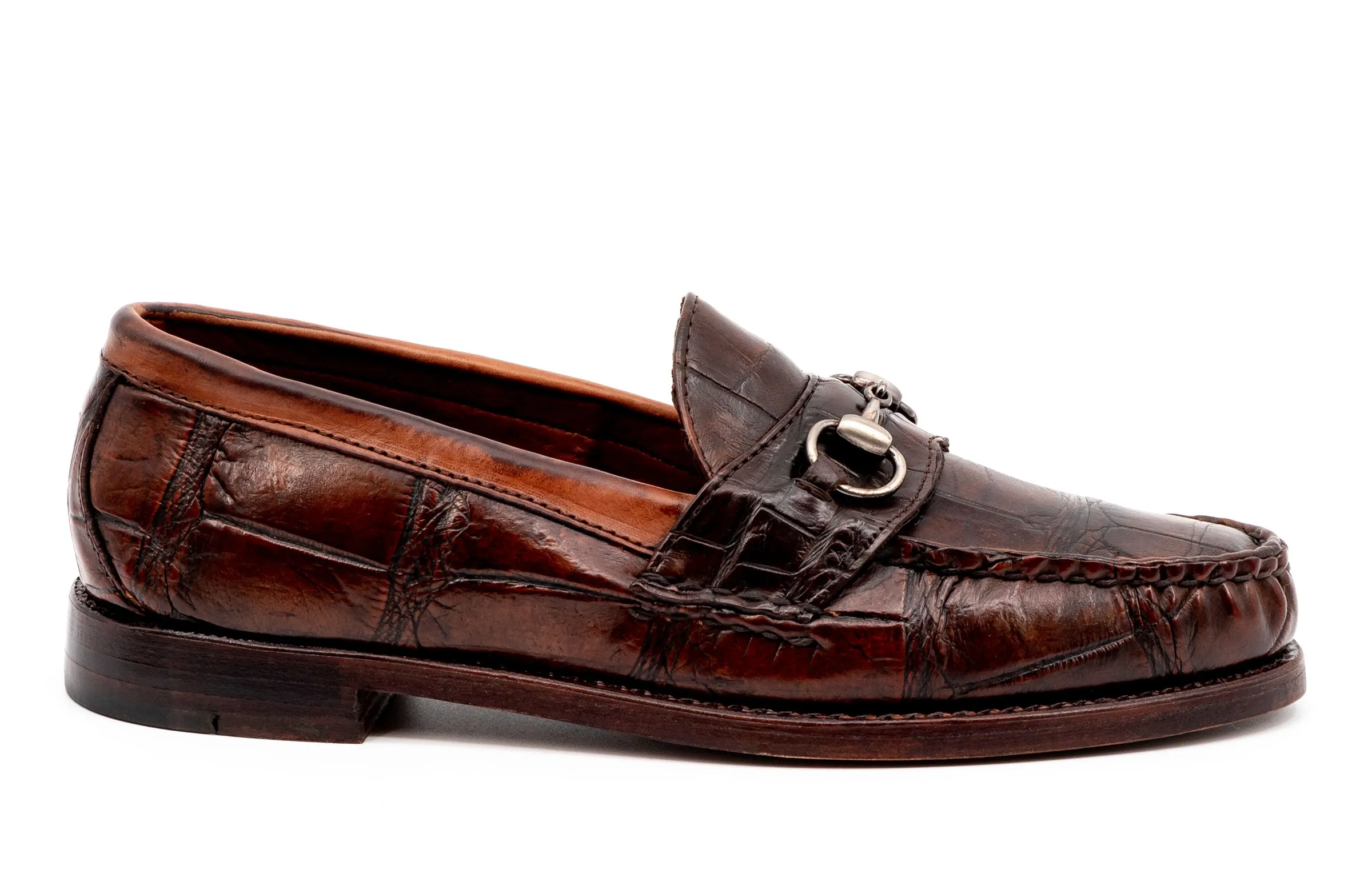 Jacob American Alligator Horse Bit Loafers - Antique Chestnut