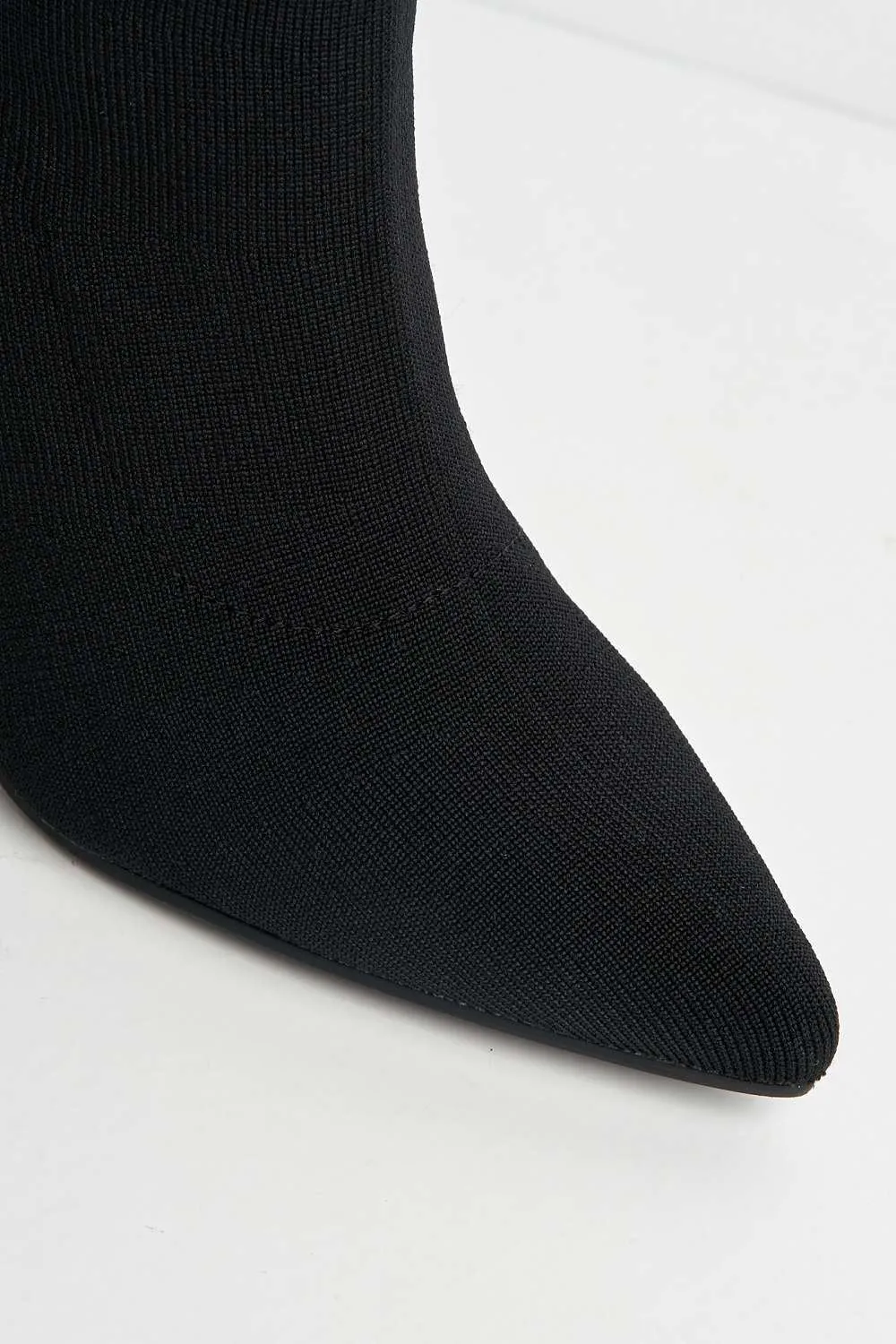 Runa Pointed Toe Heeled Sock Boots in Black