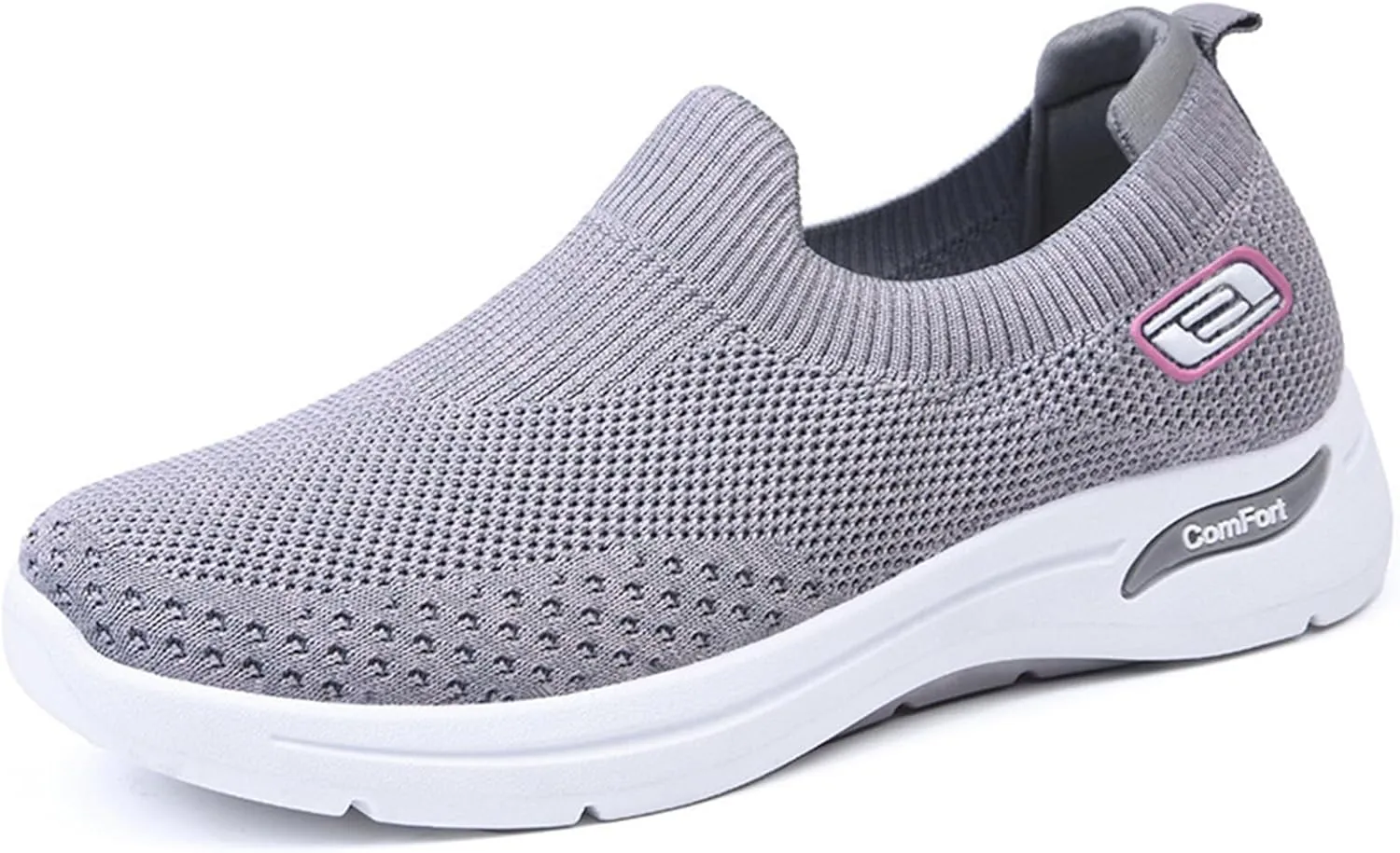Slip On Orthopedic Sneakers for Women Breathable Mesh Woven Low Top Walking Shoes Wide Width Soft Sole Arch Support Shoe Comfy Work Walking Shoes Lightweight Tennis Sneaker