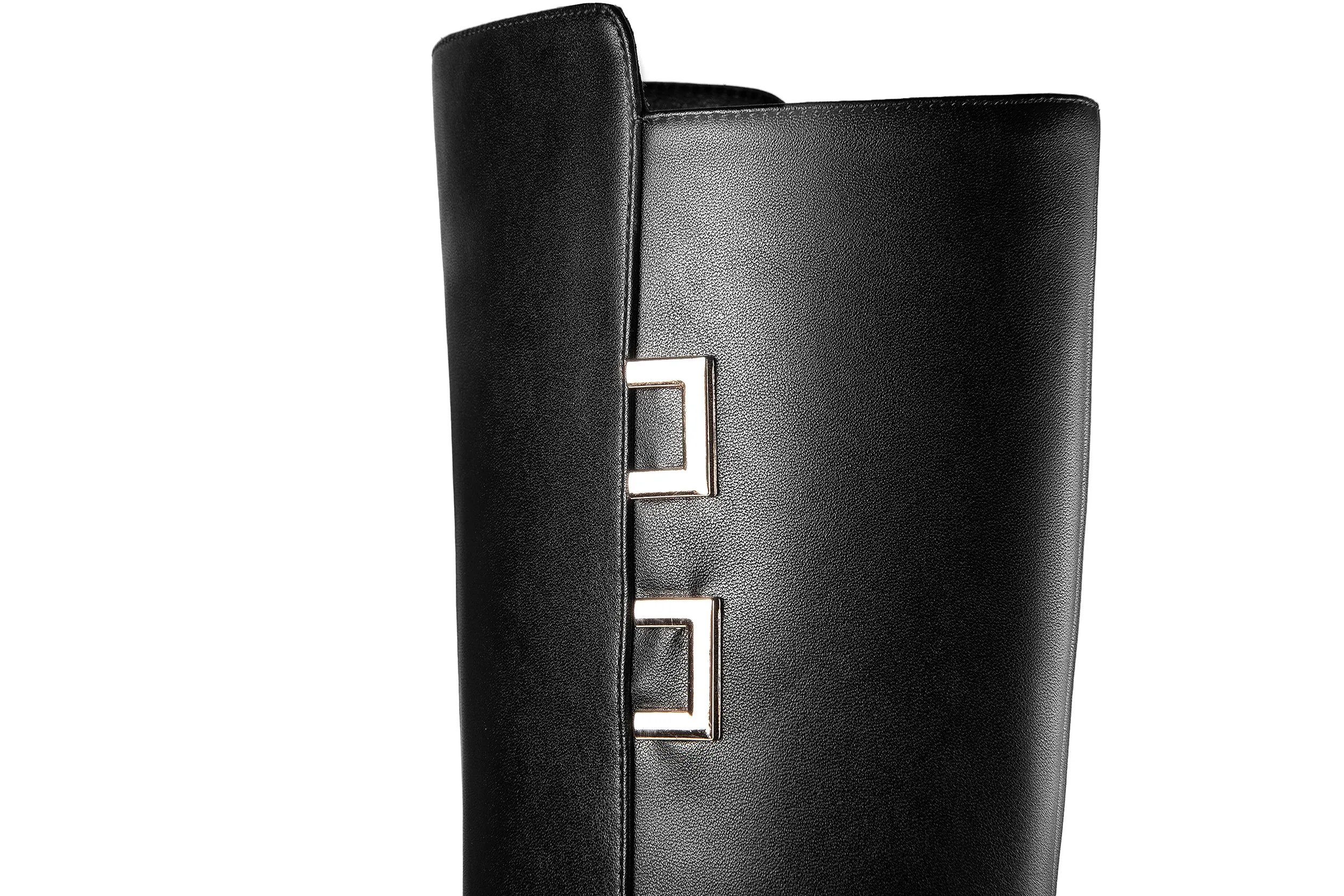 TinaCus Handmade Women's Genuine Leather Mid Heel Side Zip Up Pointed Toe Stylish Knee High Boots