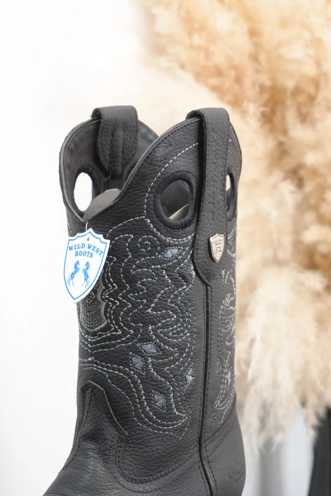 Wild West Grisly Black Leather Sole Square Toe Boot- 2705 (824)