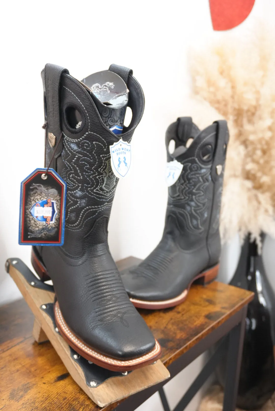 Wild West Grisly Black Leather Sole Square Toe Boot- 2705 (824)