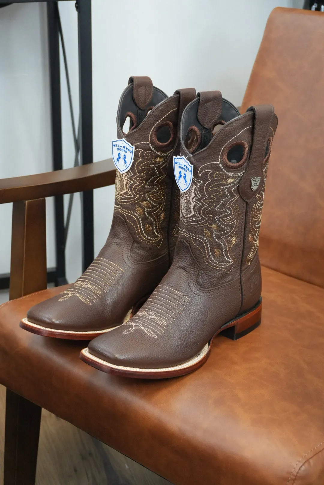 Wild West Grisly Brown Leather Sole Square Toe Boot- 2707 (824)