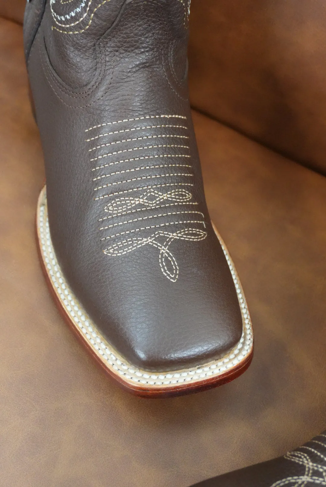 Wild West Grisly Brown Leather Sole Square Toe Boot- 2707 (824)