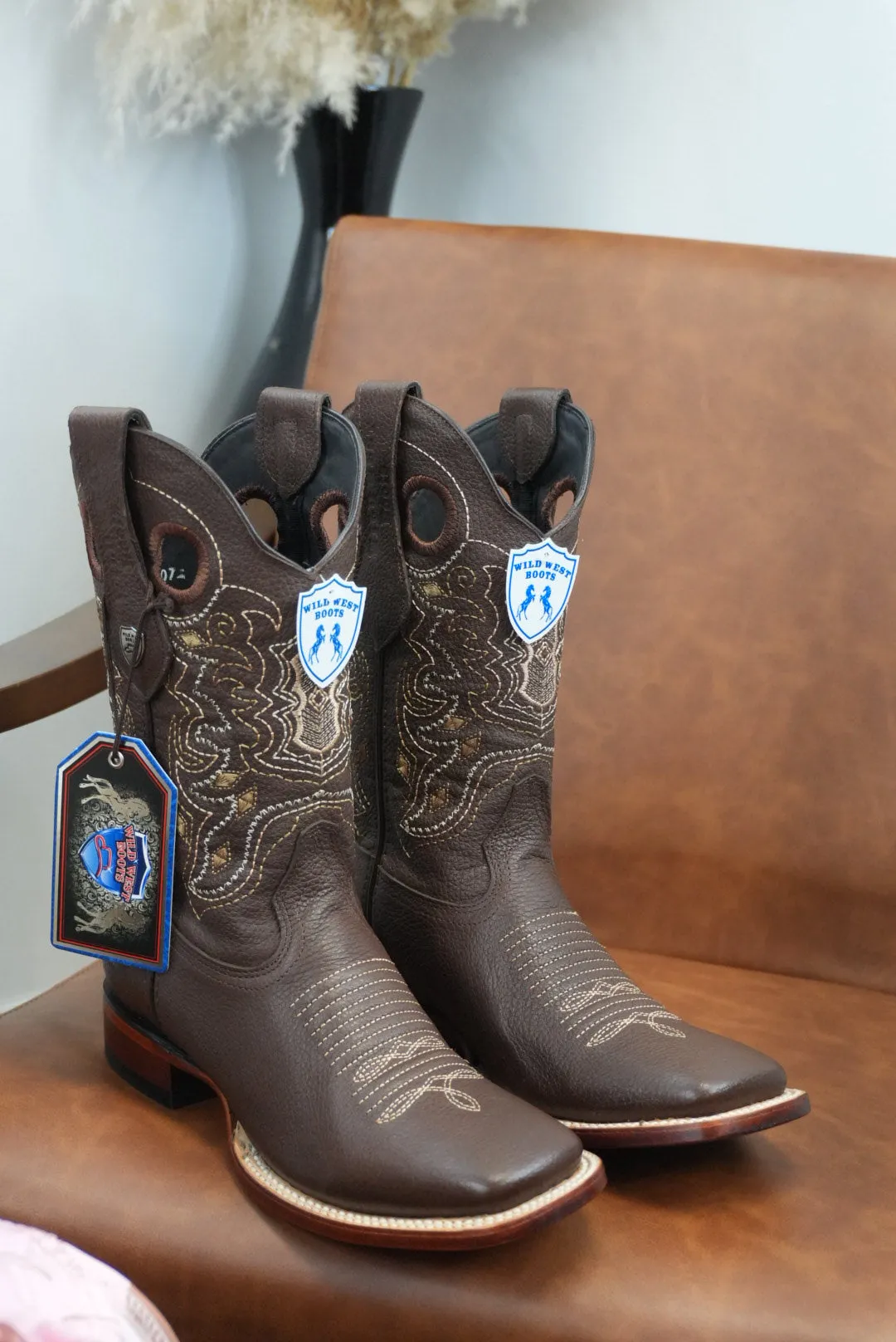 Wild West Grisly Brown Leather Sole Square Toe Boot- 2707 (824)