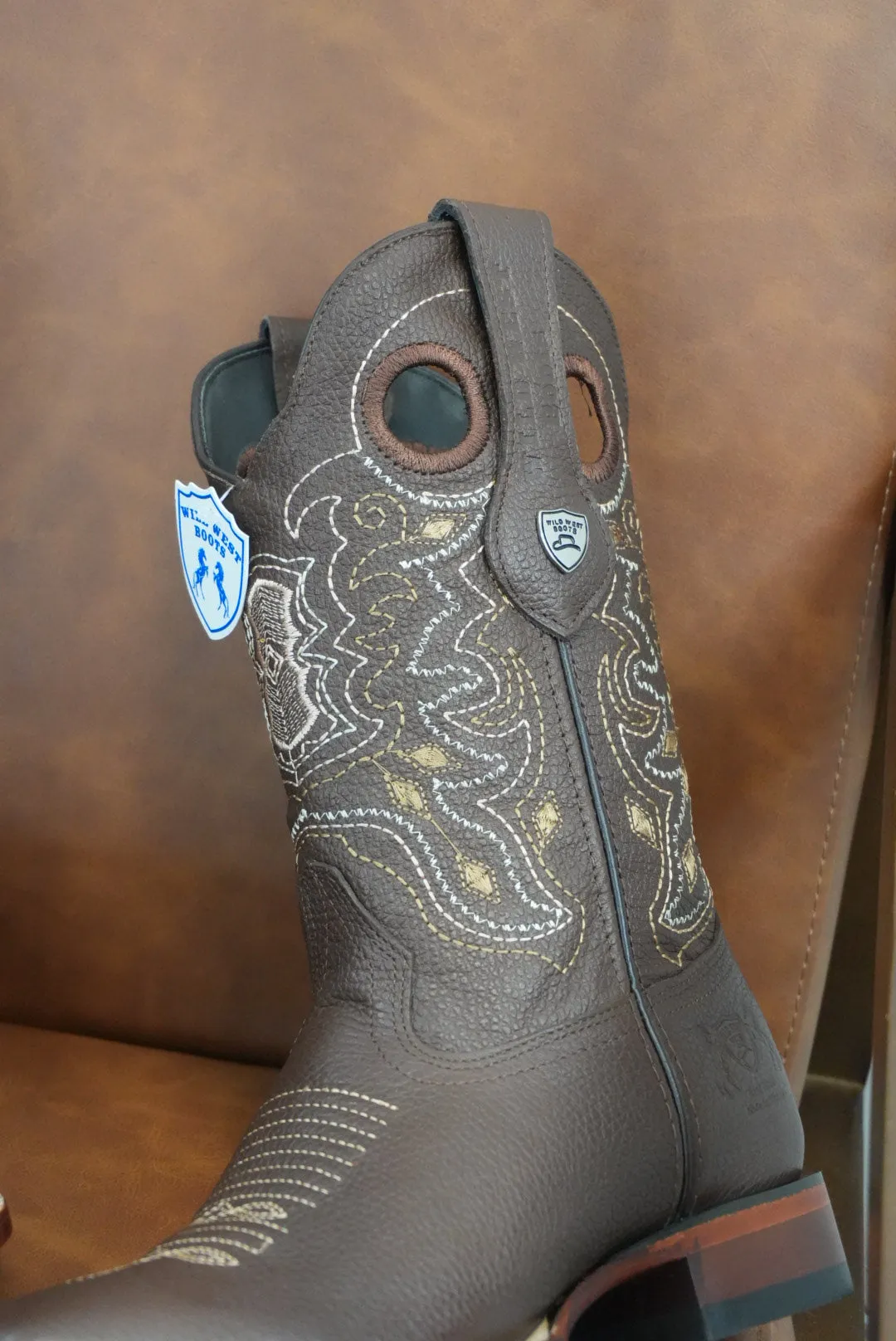 Wild West Grisly Brown Leather Sole Square Toe Boot- 2707 (824)
