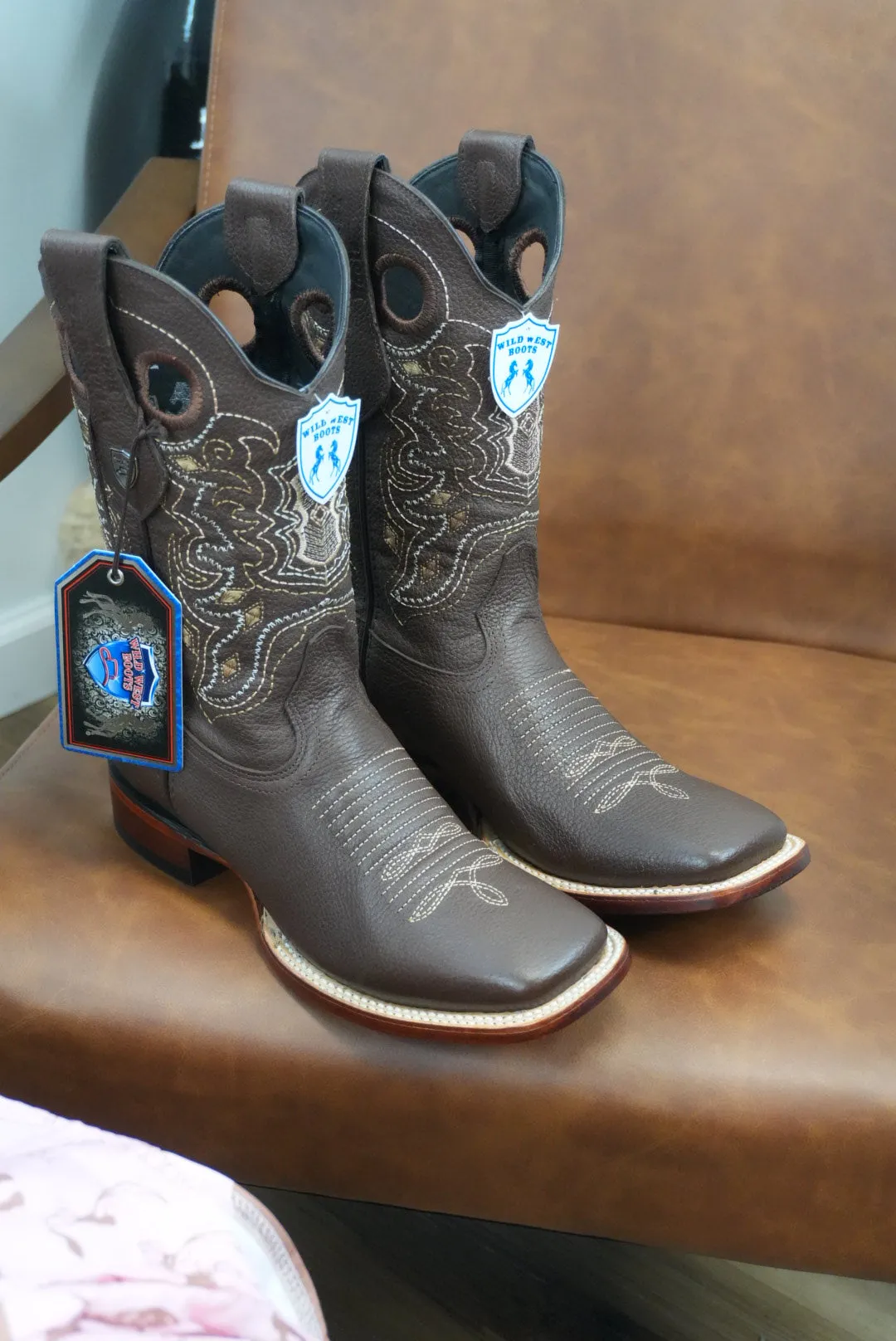Wild West Grisly Brown Leather Sole Square Toe Boot- 2707 (824)