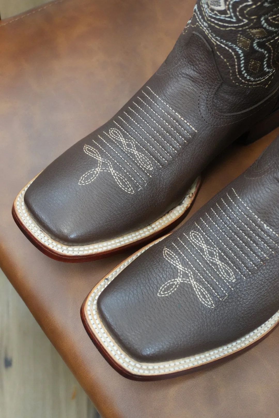 Wild West Grisly Brown Leather Sole Square Toe Boot- 2707 (824)