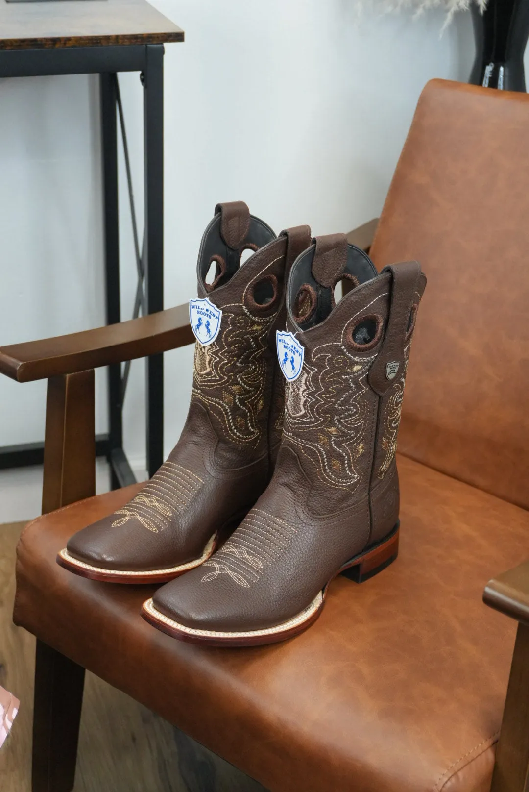 Wild West Grisly Brown Leather Sole Square Toe Boot- 2707 (824)