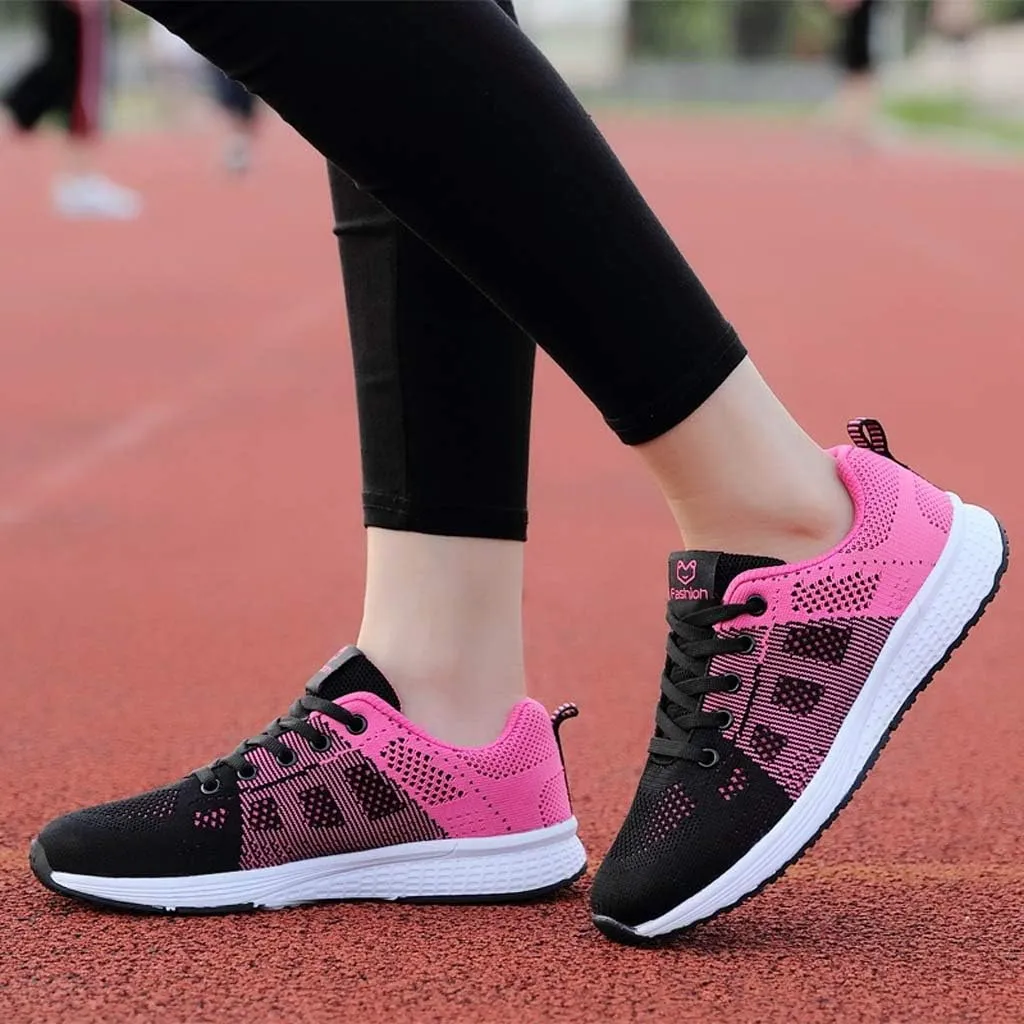Womens Ladies Walking Running Shoes Slip On Lace-Up Tennis Shoes Womens Slip On Casual Tennis Shoes Walking Sneakers Red Tennis Shoe Cross Trainer Shoe